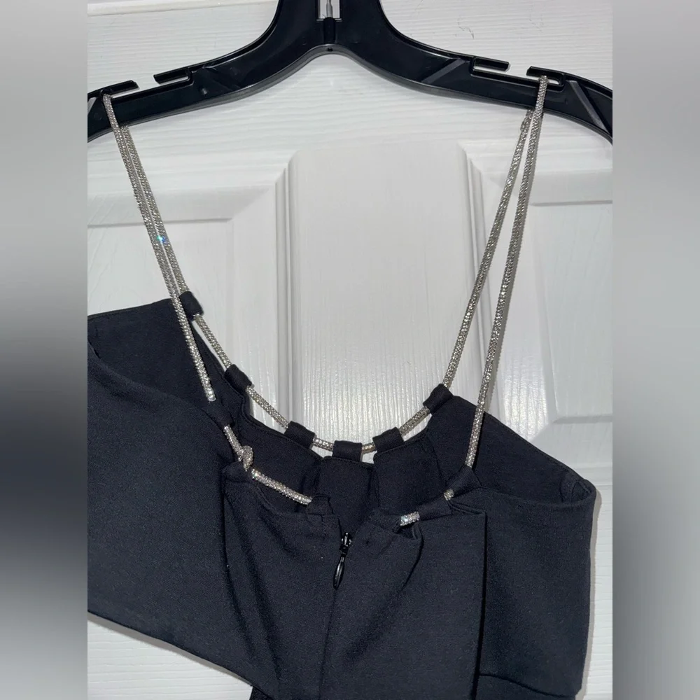 Lovers + Friends Charlotte Rhinestone Strap Cutout Midi Sexy Slit Dress REVOLVE - Picture 13 of 16